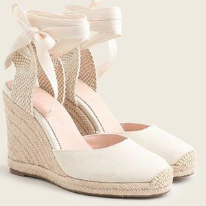 J. Crew Round-toe Canvas Espadrille Wedges